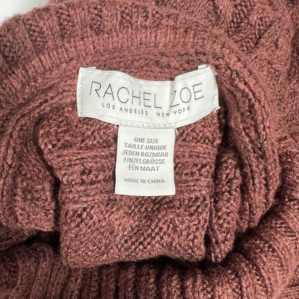 Rachel Zoe Cable Knit Turtleneck Poncho Sweater Brown Womens One Size Boho - Picture 4 of 4